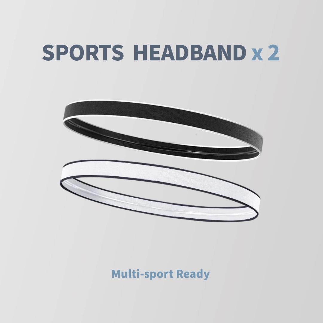 Two-piece sports headband set, sweat-wicking and quick-drying, with moderate elasticity that won't pinch the head, full of vitality and super versatile.