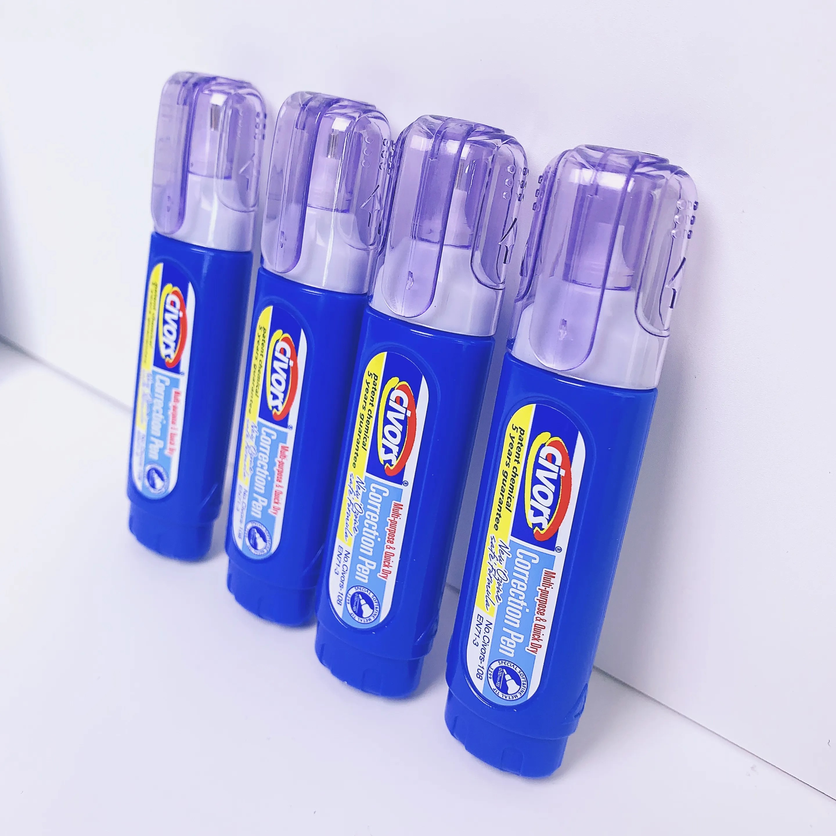 4-Pack Correction Fluid White Out - Quick Drying Smudge Proof Non Toxic for Paper Office School Supplies