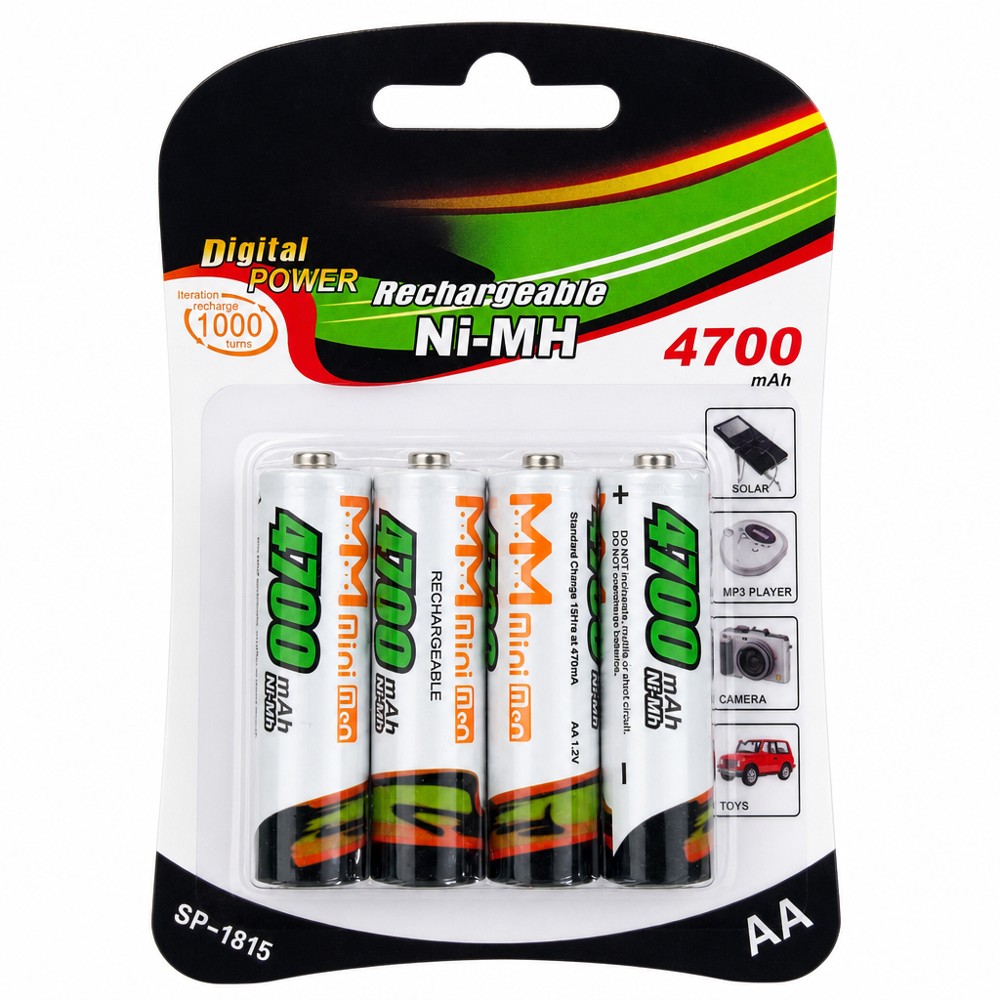 AA 4700mAh Ni-MH rechargeable battery recyclable for toys,cameras,remote,controls