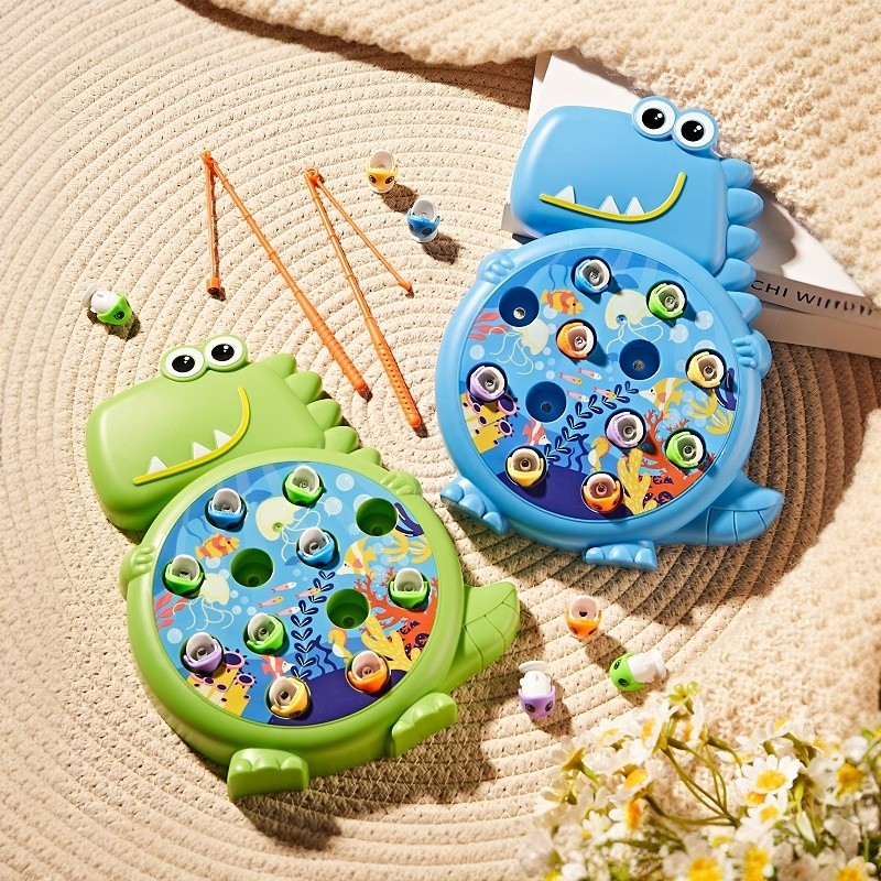  Dinosaur Fishing Game Toy - Interactive Indoor/Outdoor Activity for Kids | Develops Hand-Eye Coordination & Fine Motor Skills | Fun Educational STEM Learning Toy with Dinosaur Theme (Ages 3-6)