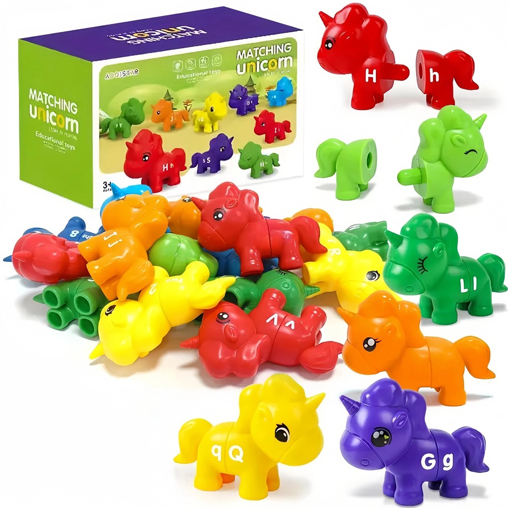 13 new Unicorn letter matching toys, ABC Unicorn letter Case matching games, Children's Unicorn letter matching toys Count Match Enlightenment cognitive AIDS, gifts