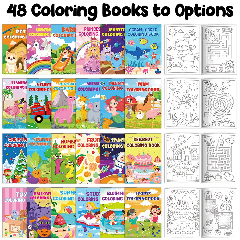 48-Themed Maze Books! Over 100 Fun Maze Levels with Beautiful Illustrations, Exercise Kids' Logical Thinking. Suitable for 5-12 Year Olds, Perfect Birthday & Children's Day Gift!