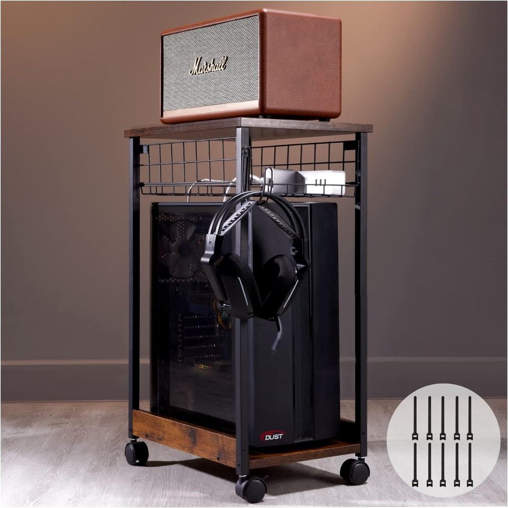 Black floor-standing computer host stand, suitable for computer rooms ...