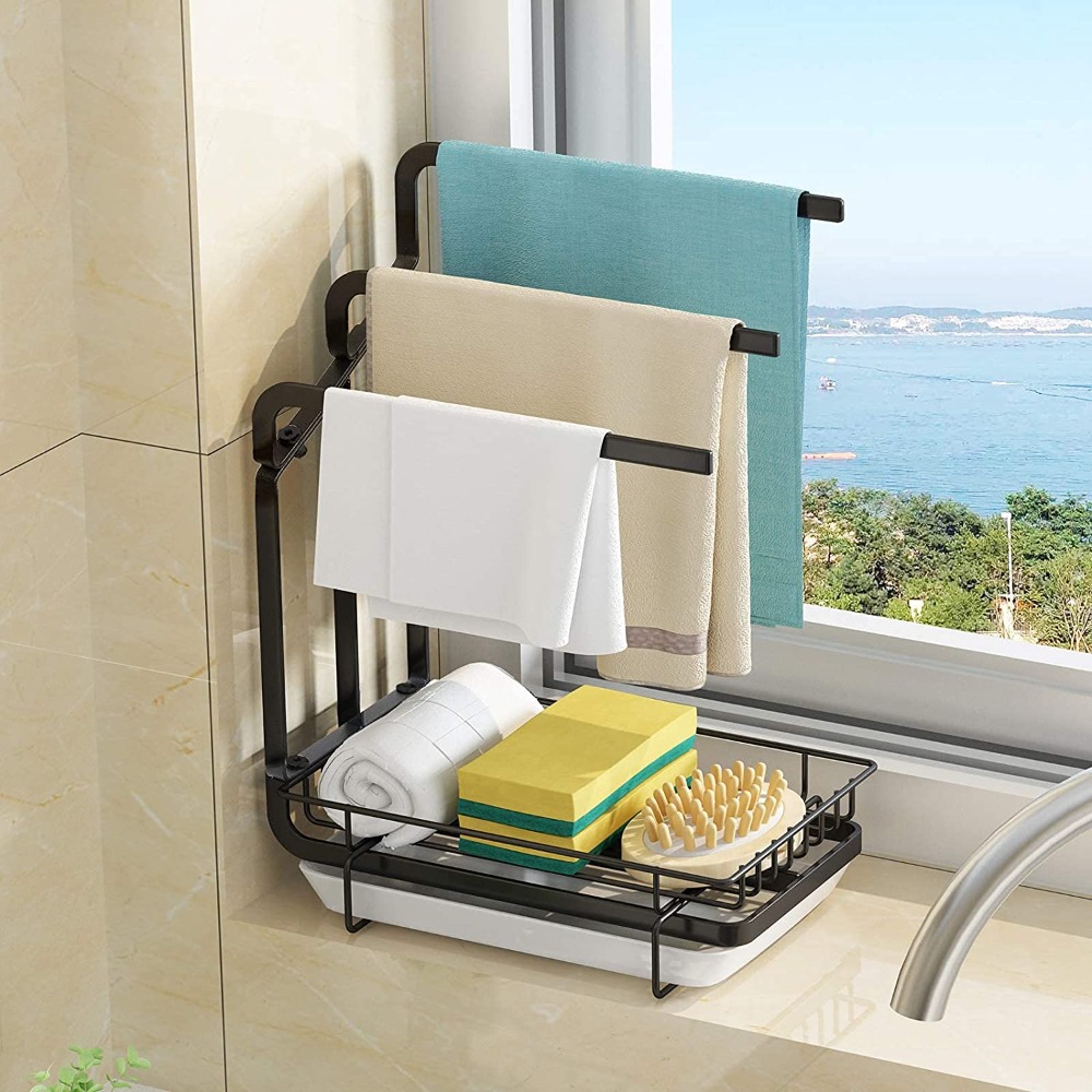 KD Dishcloth Holder Wall Mounted Rust Proof Drying Rack for Kitchen ...