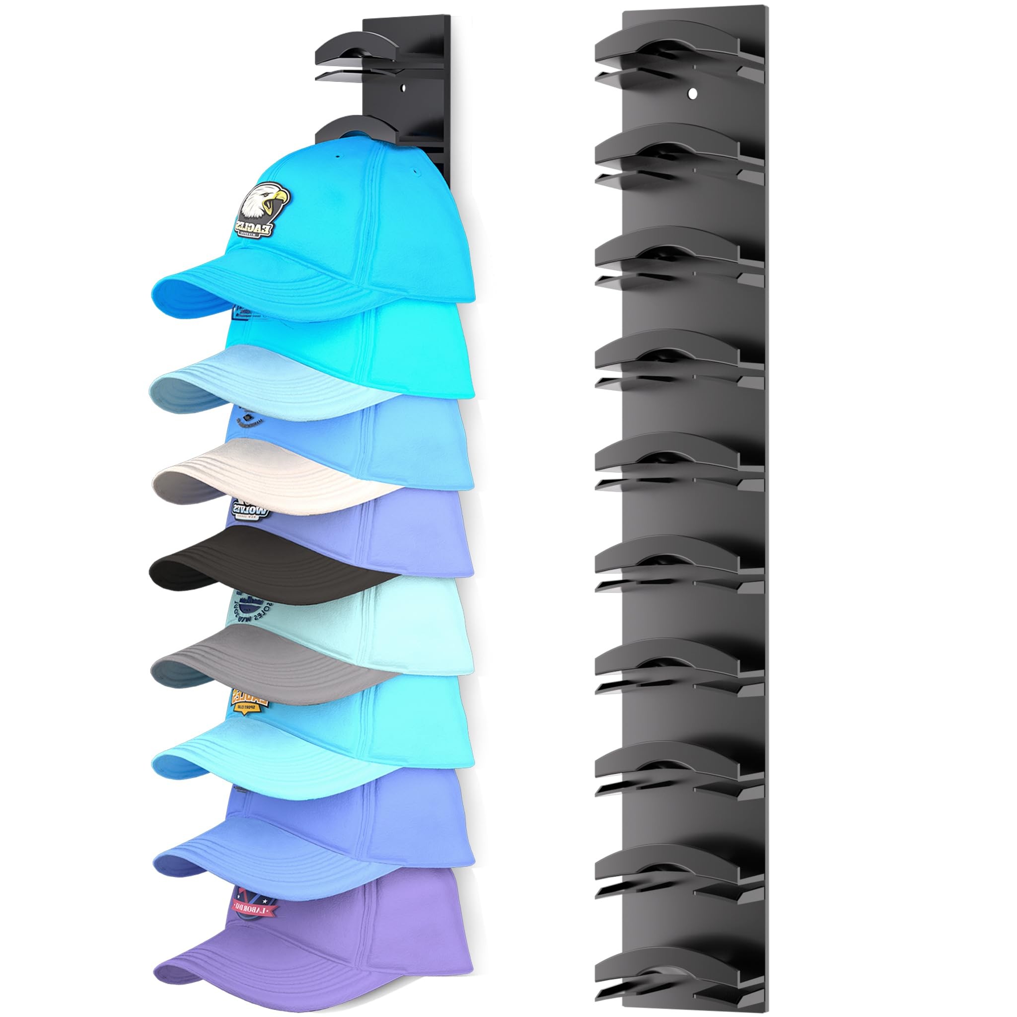 2-Pack Hat Rack - Space-Saving Wall-Mounted Hanger for Caps, Hats & Accessories