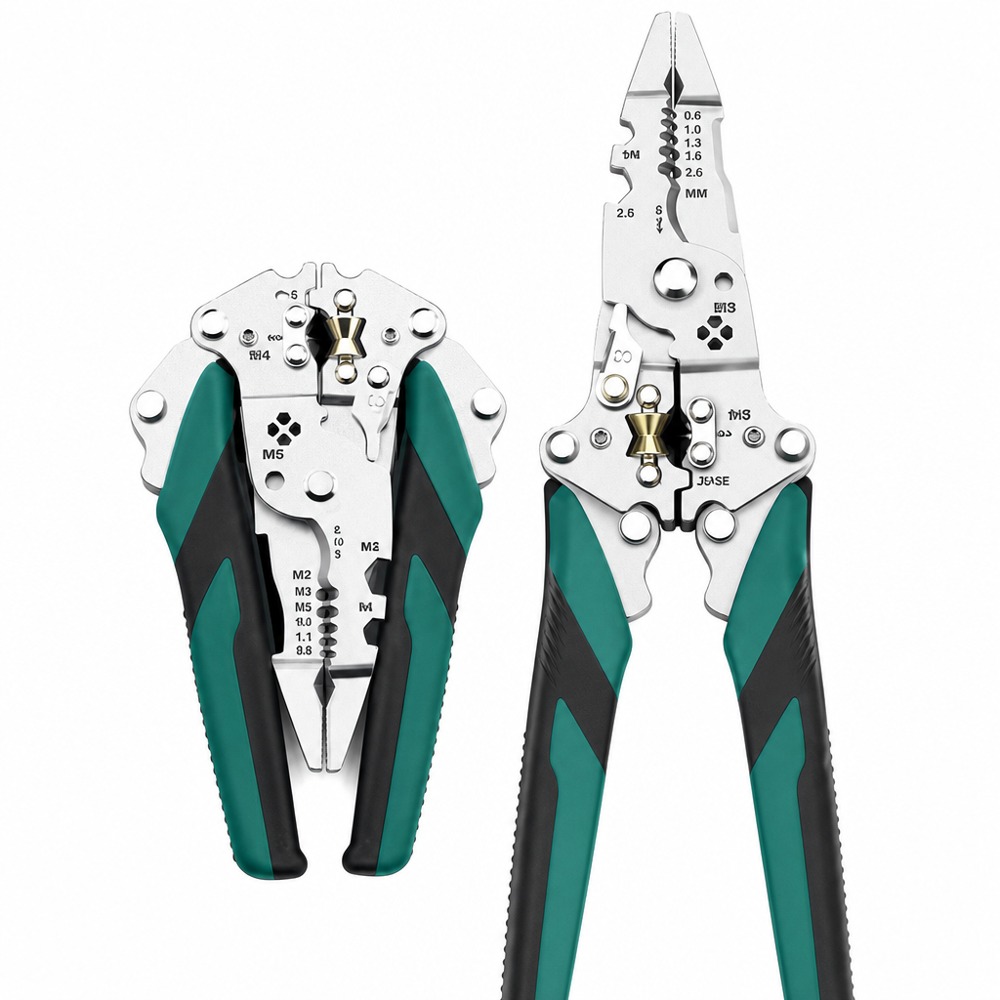 12-in-1 multi wire stripper, stripping crimping cutting clamping, non-slip handle electrician hand pliers