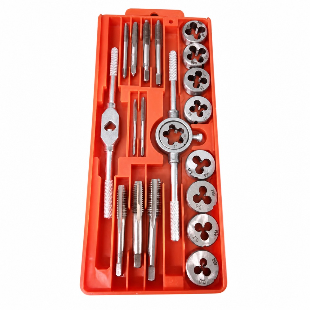 20PCS tap and die set, manual internal & external threading tool for machinery repair