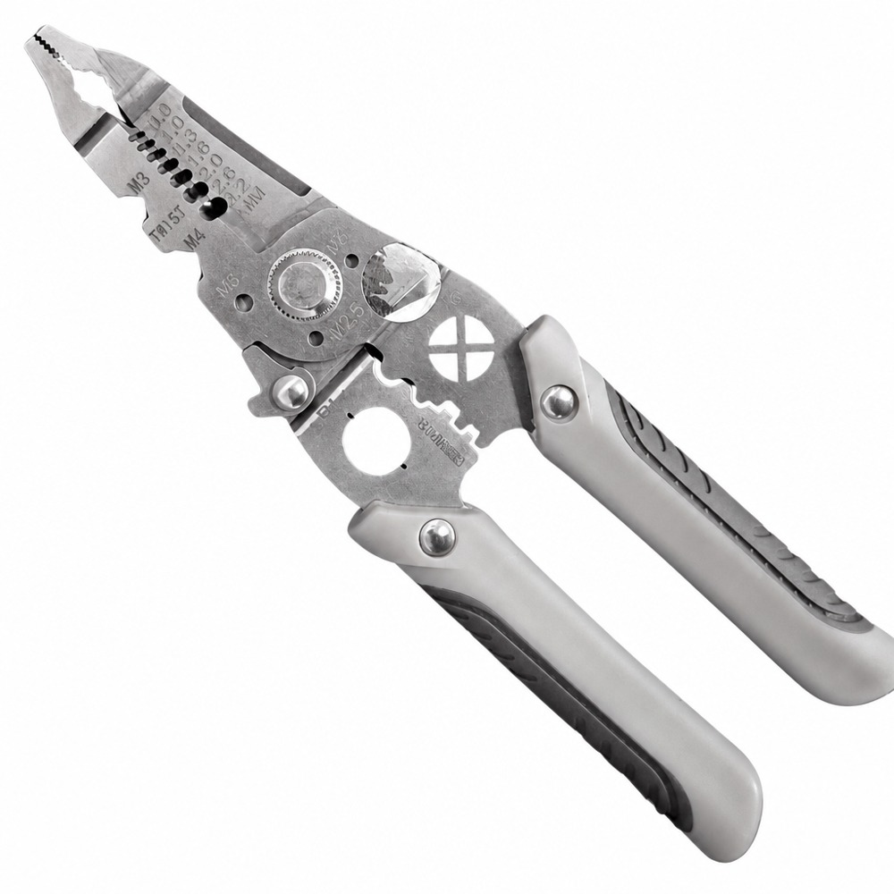 Multifunctional stainless steel wire stripper, stripping crimping cutting twisting, anti-slip electrician pliers