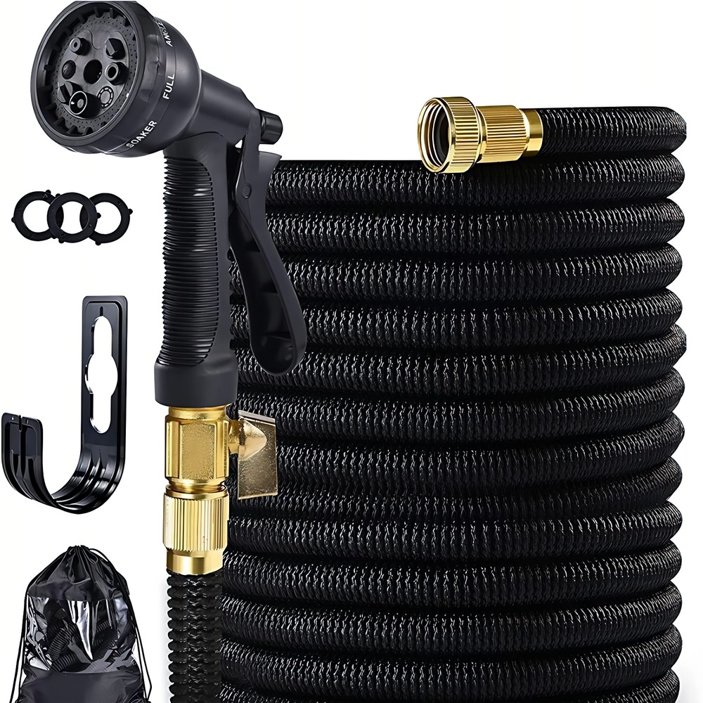 50ft Expandable Garden Hose with Nozzle - Flexible Lightweight Water Hose for Gardening Car Washing Kink Free Durable Leakproof