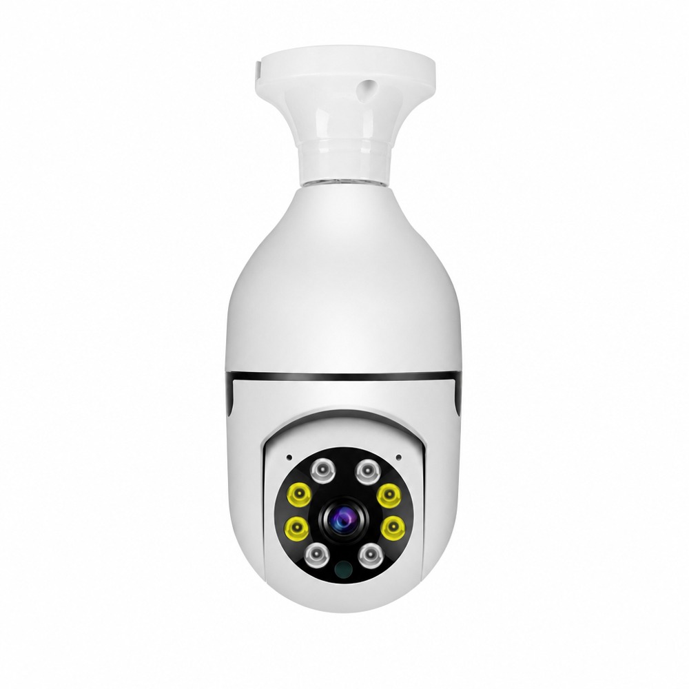 PLX-LINK 8177 bulb security camera, 355°horizontal & 90°vertical rotation, dual light night vision, WiFi remote indoor monitoring