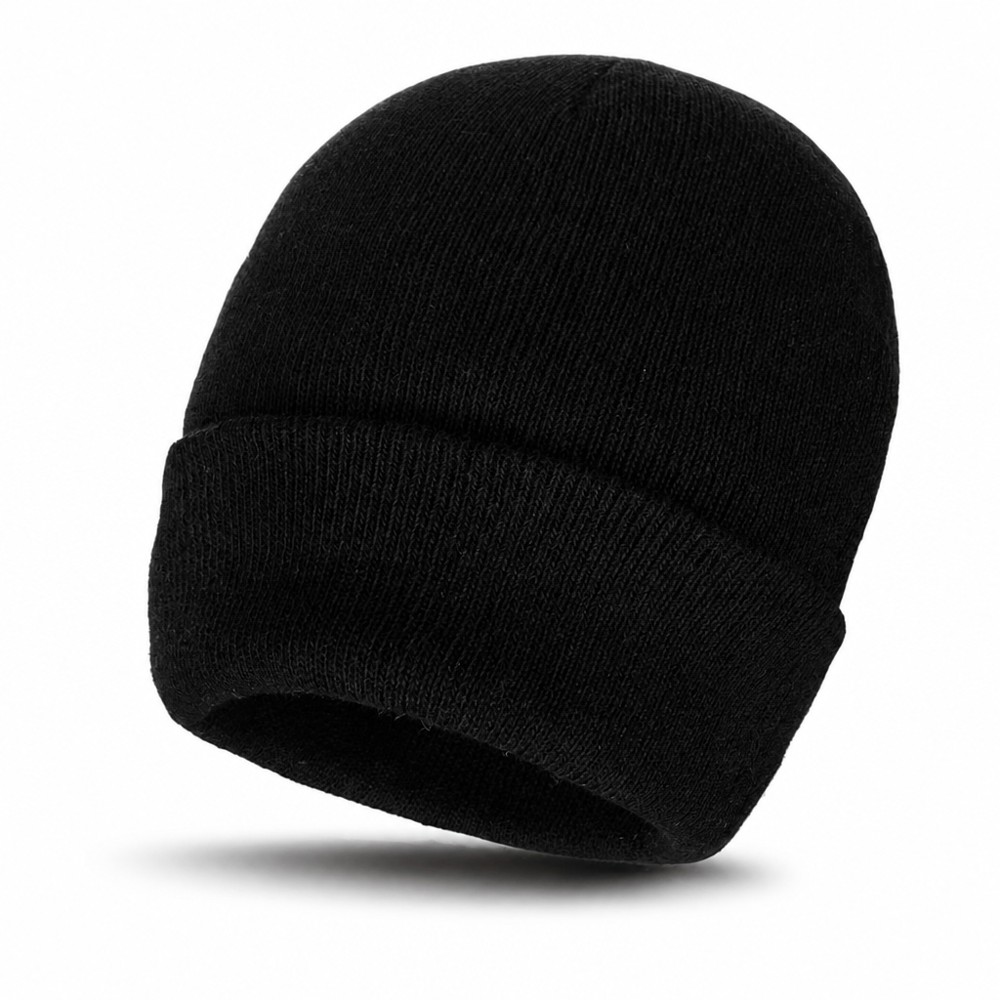 Premium solid color cuffed knit beanie, soft skin-friendly, warm basic winter hat
