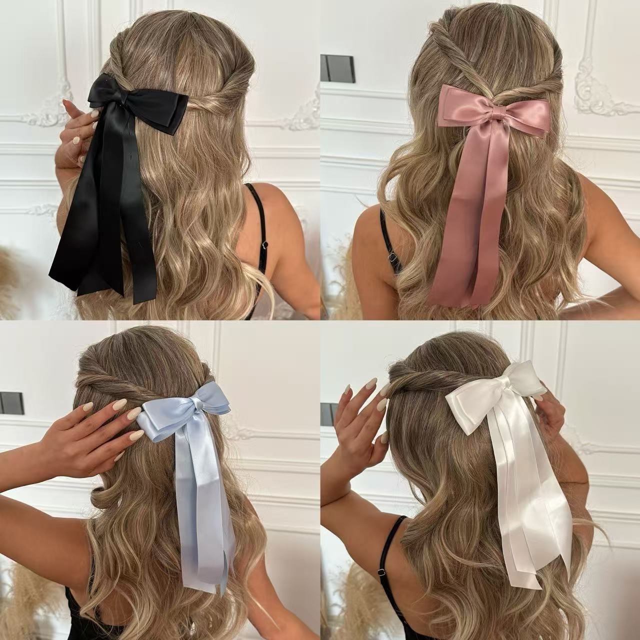 A dopamine new satin ribbon hot selling, a butterfly bow hot selling hair clip  European and American simple hair clip  sweet girl hair accessory