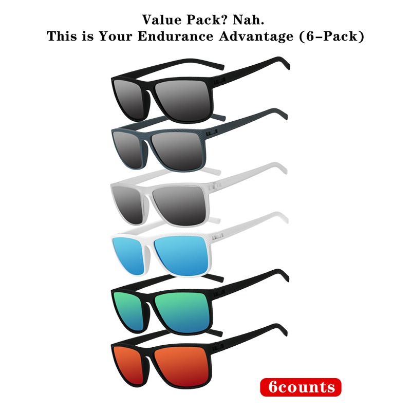 6-Pack Polarized Sunglasses Set - UV Protection | Classic & Stylish Designs | Lightweight & Durable, Unisex