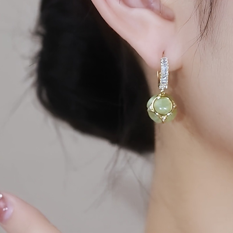 2pcs Super Gentle! Women's Drop Earrings Round Ball Earrings Earrings Earrings Buckle Earrings Light Luxury Earrings Niche Design Sense Of Gift For Girls 925 Silver Pin Anti-allergy