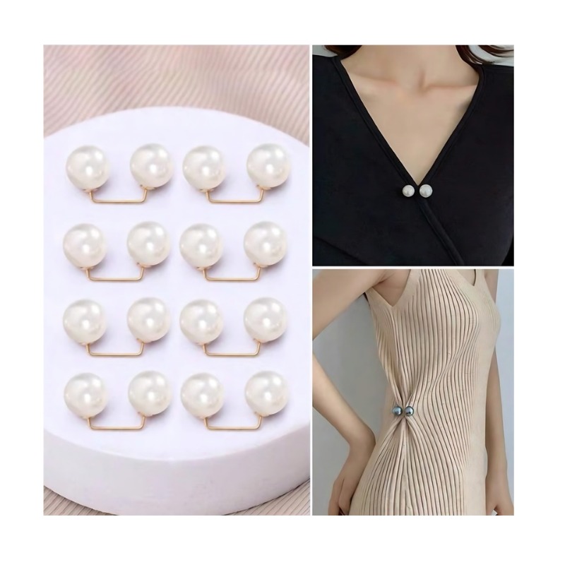 Pearl Snap Button - Elegant Fastener for Clothing, Dresses, DIY Crafts & Sewing Accessories (Pack of 8)