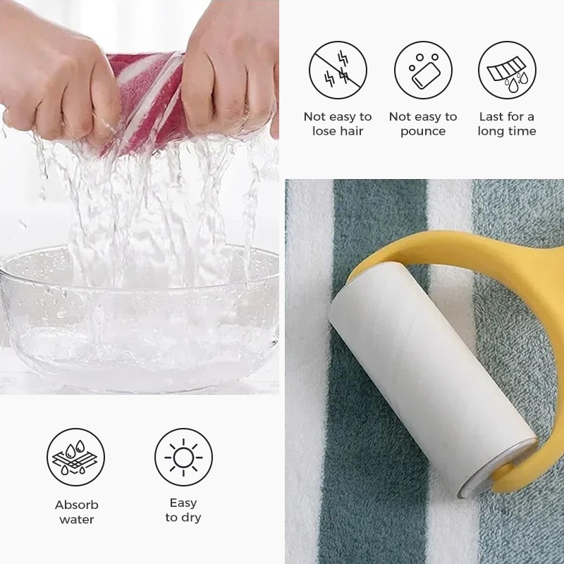 The cleaning brush comes with adjustable warm and cool air settings. It has large, densely - packed brush heads